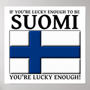 Glückliches finnisches Poster-Schild aus Suomi Poster
