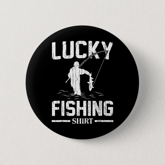 Glückliches Fischen Lustige Fischer Fisch Grafik Button (Vorderseite)