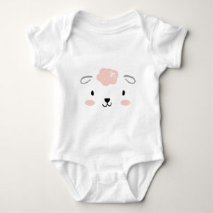 Glückliches flaumiges rosa Baby-Schaf-Gesicht Baby Strampler