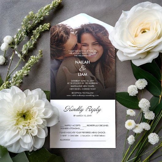 Glückliches Foto Hochzeit All In One Einladung