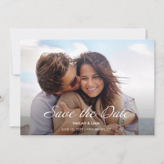 Glückliches Foto Hochzeit speichern Sie das Datum Einladung (Vorderseite)