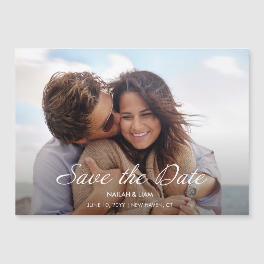 Glückliches Foto Hochzeit speichern Sie das Datum Magneteinladung (Vorderseite)