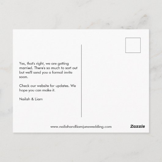 Glückliches Foto Hochzeit speichern Sie das Datum Postkarte (Rückseite)