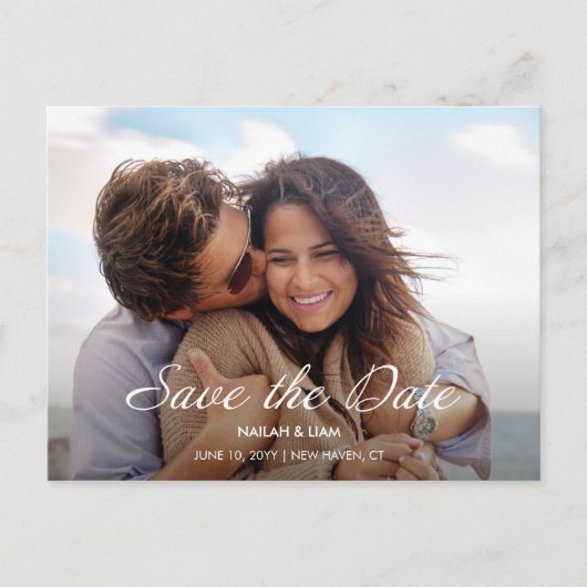 Glückliches Foto Hochzeit speichern Sie das Datum Postkarte (Vorderseite)