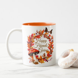 Glückliches Friendsgiving-Herbst-Mug Zweifarbige Tasse