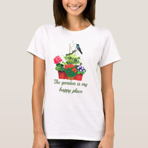 Glückliches Gärtnern / Blumengarten mit Kolibri T-Shirt
