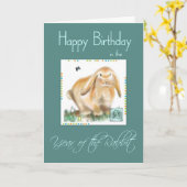 Glückliches Geburtstag-Jähriges des Kaninchens/der Karte (Gelbe Blume)