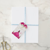 Glückliches Geburtstag Mädchen mit dunklen Haaren Geschenkanhänger (Mit Garn)