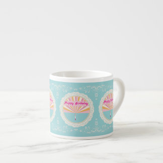 Glückliches Geburtstags-Spaß-Tasse, Blau Rosa Rege Espressotasse
