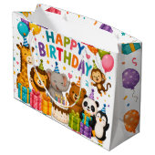 Glückliches Geburtstags-Tier-Geschenktasche Große Geschenktüte (Rückseite Schrägansicht)