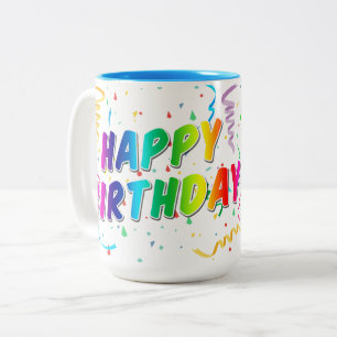Glückliches Geburtstagsgeschenk-Tasse – Bunt und f Zweifarbige Tasse