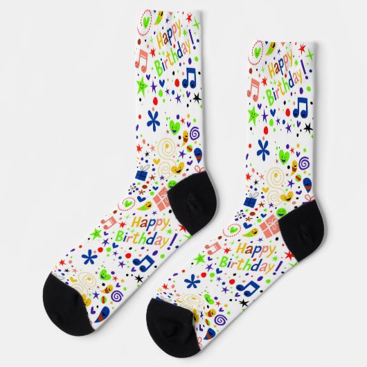 Glückliches Geburtstagsmuster Socken (Linkes Detail)