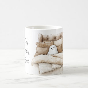 Glückliches gemütliches Geist Bett Halloween Kaffeetasse