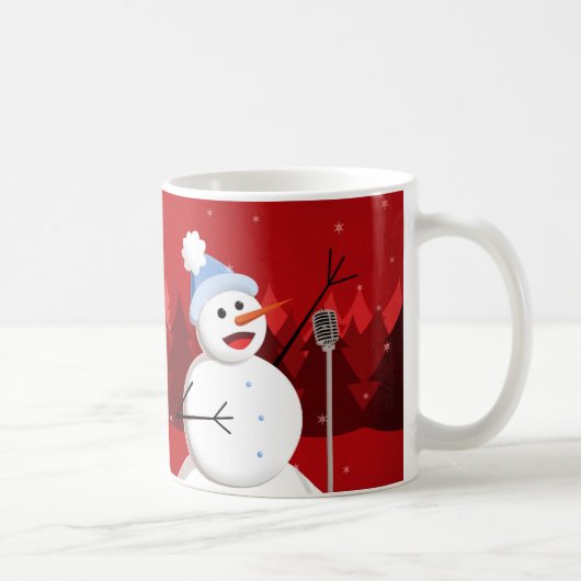 Glückliches Gesang-Schneemann-Weihnachten Kaffeetasse (Rechts)