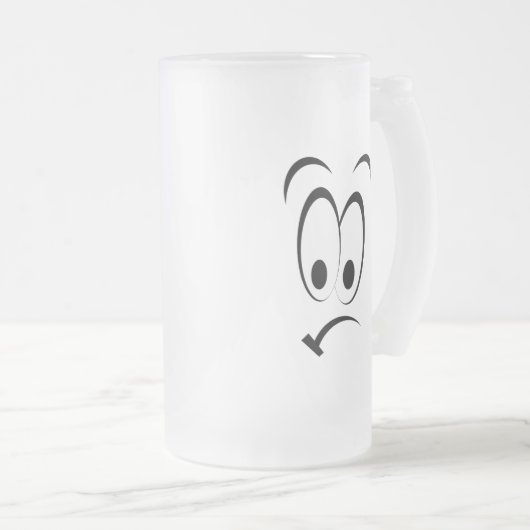GLÜCKLICHES GESCHICHTE CARTOON-GESICHT MATTGLAS BIERGLAS (VorderseiteRechts)