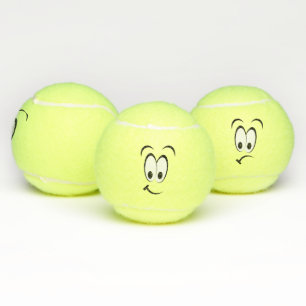 GLÜCKLICHES GESCHICHTE CARTOON-GESICHT TENNISBÄLLE