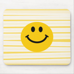Glückliches Gesicht auf sonnengelben Streifen Mousepad