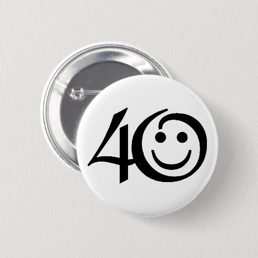 Glückliches Gesicht der Zahl-40-With Button (Vorne & Hinten)