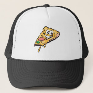 glückliches Gesicht Pizzastück Truckerkappe