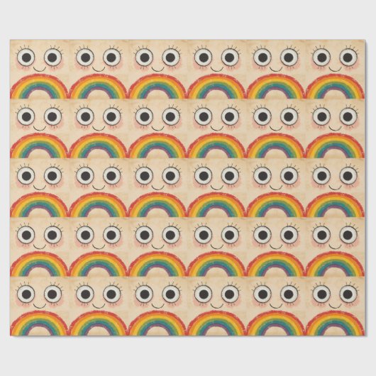 GLÜCKLICHES GESICHT REGENBOGEN GESCHENKPAPIER (Flach)