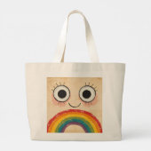 GLÜCKLICHES GESICHT REGENBOGEN JUMBO STOFFBEUTEL (Rückseite)