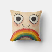 GLÜCKLICHES GESICHT REGENBOGEN KISSEN (Vorderseite)