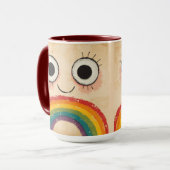 GLÜCKLICHES GESICHT REGENBOGEN TASSE (Vorderseite Links)
