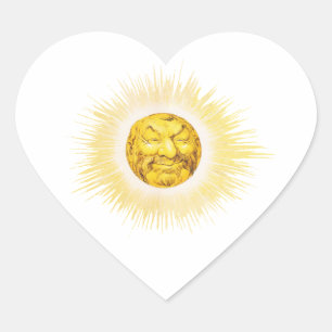 Glückliches Gesicht Sonne Herz-Aufkleber