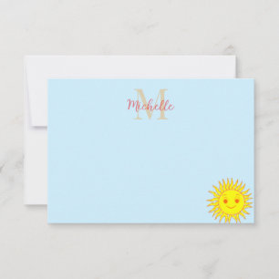 Glückliches Gesicht Sonnenschein Monogramm Persona Mitteilungskarte