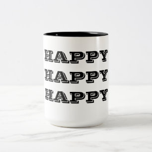 Glückliches glückliches glückliches zweifarbige tasse