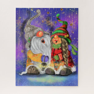 Glückliches Gnom-Paar Weihnachtsrätsel Puzzle