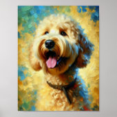 Glückliches Goldendoodle-Ölgemälde Kunst Poster (Vorne)
