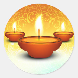Glückliches goldenes Grün der Diwali Runder Aufkleber