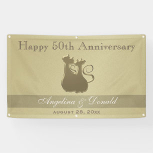 Glückliches goldenes Hochzeitsjubiläum, Katzenpaar Banner