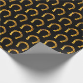 Glückliches goldenes Hufeisen des viel Glück Geschenkpapier (Ecke)