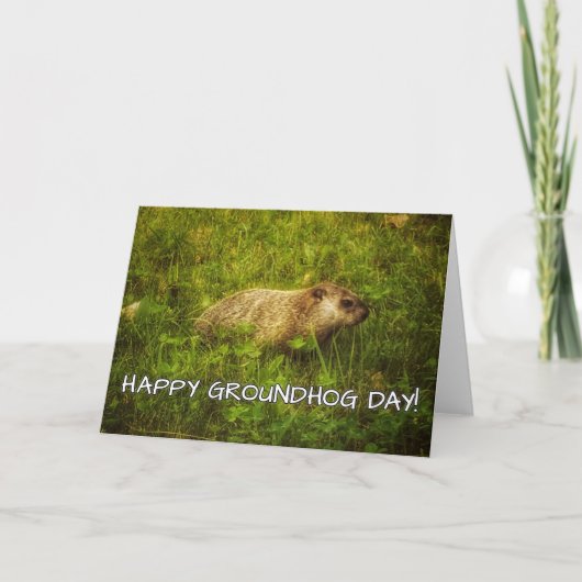 Glückliches Groundhog Day! Grußkarte Karte (Vorderseite)