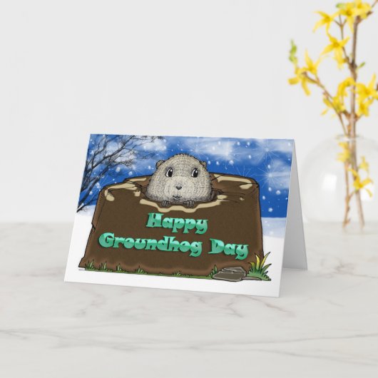 Glückliches Groundhog Day, Karte (Gelbe Blume)