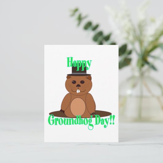 Glückliches Groundhog Day! Postkarte (Stehend Vorderseite)