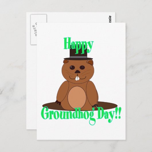 Glückliches Groundhog Day! Postkarte (Vorne/Hinten)