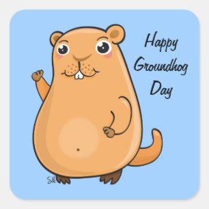 Glückliches Groundhog Day Quadratischer Aufkleber