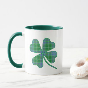 Glückliches Grün Karo Kleeblatt Vier-Blatt-Klee  Tasse