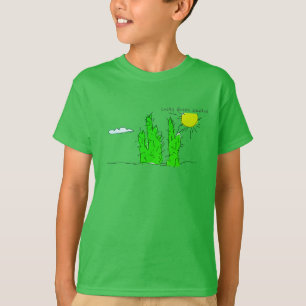 Glückliches grünes Kaktus-Gekritzel-flippiges T-Shirt