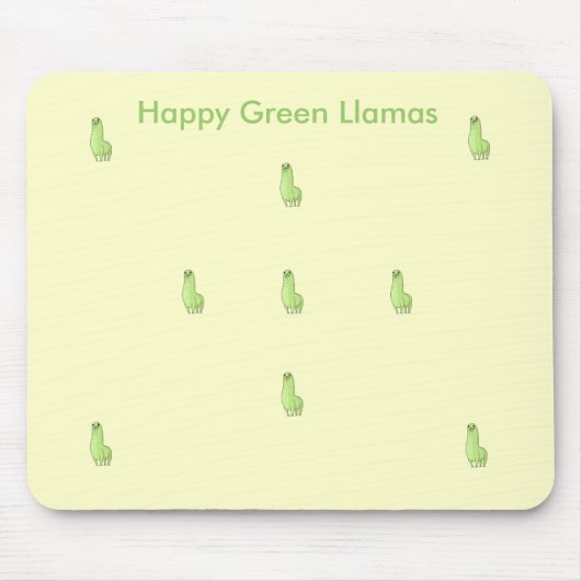 glückliches grünes Lama Mousepad (Vorne)