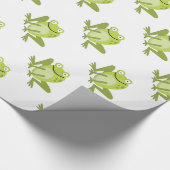 Glückliches grünes springendes Frosch-Packpapier Geschenkpapier (Ecke)