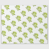 Glückliches grünes springendes Frosch-Packpapier Geschenkpapier (Flach)