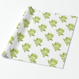 Glückliches grünes springendes Frosch-Packpapier Geschenkpapier