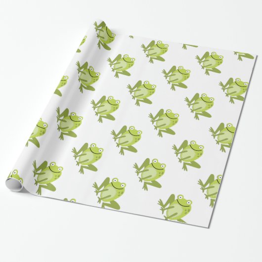 Glückliches grünes springendes Frosch-Packpapier Geschenkpapier (Ungerollt)