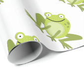 Glückliches grünes springendes Frosch-Packpapier Geschenkpapier (Rolleneckpunkt)