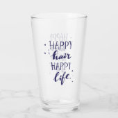 Glückliches Haar-glückliches Leben Glas (Rückseite)