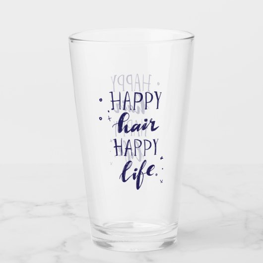 Glückliches Haar-glückliches Leben Glas (Vorderseite)